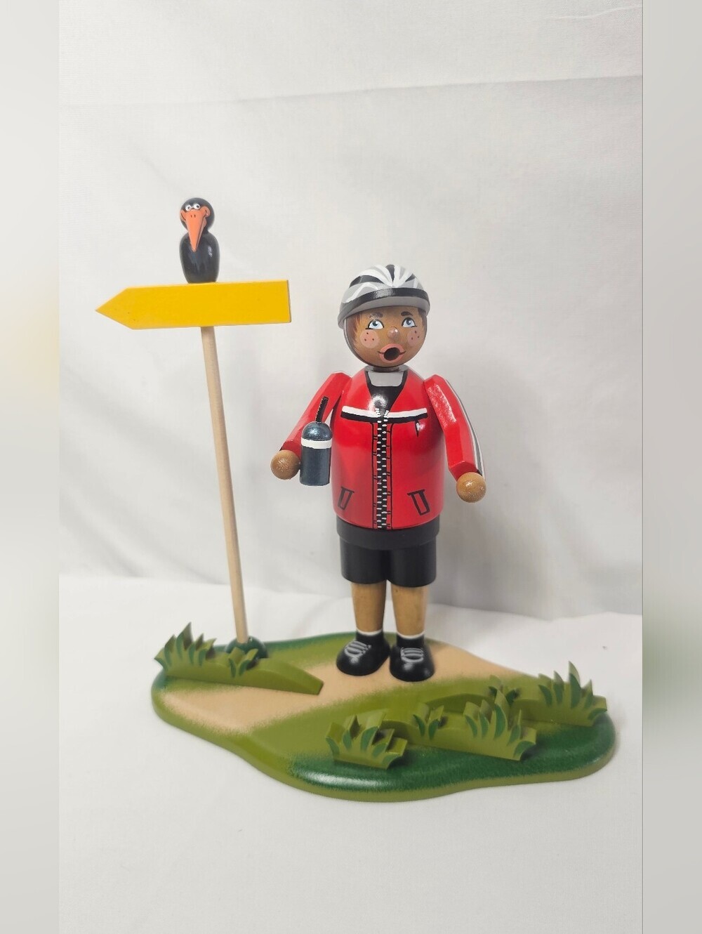 Kathe Wohlfahrt Original Holzknoddl Wooden Smoker Cyclist Biker German Incense